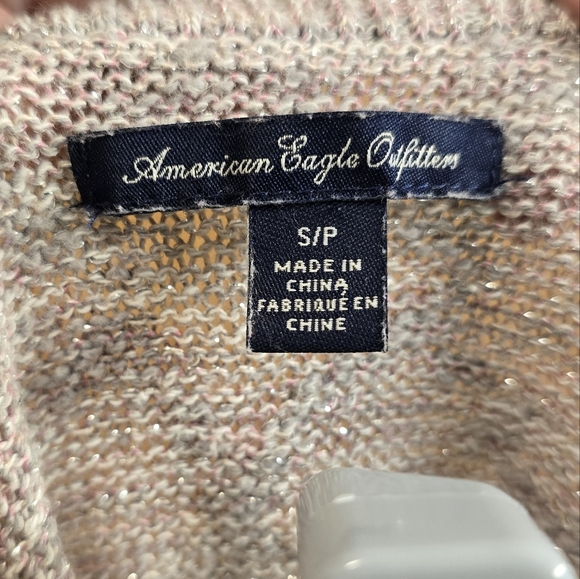 American Eagle Glittery Gray Sweater With Plum Undertones - Picture 2 of 2